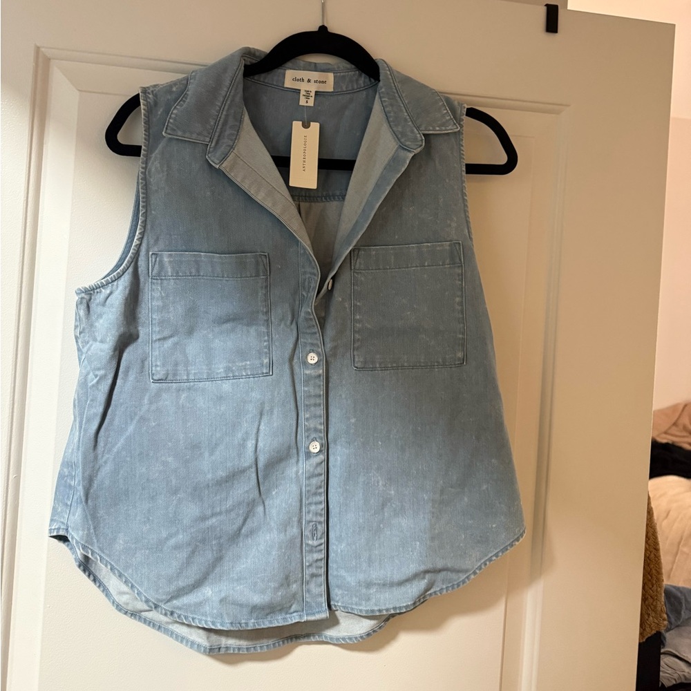 Anthropologie Light Blue Sleeveless Denim Top